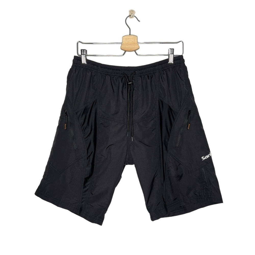 Santic Black Men’s Padded Elastic Waist Nylon Bicycle Cycling Shorts